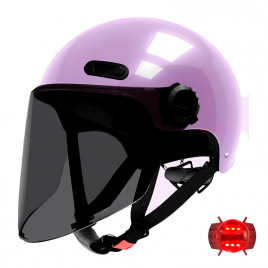 Шлем велосипедный CIGNA TS-1271 черный визор с LED-подсветкой (фиолетовый)