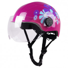 Шлем велосипедный CIGNA TS-21 прозрачный визор (фиолетовый Цветы)